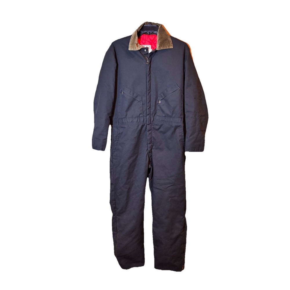 Walls Blizzard Pruf Insulated Coveralls Blue  Quilt Lined Workwear Medium VTG
